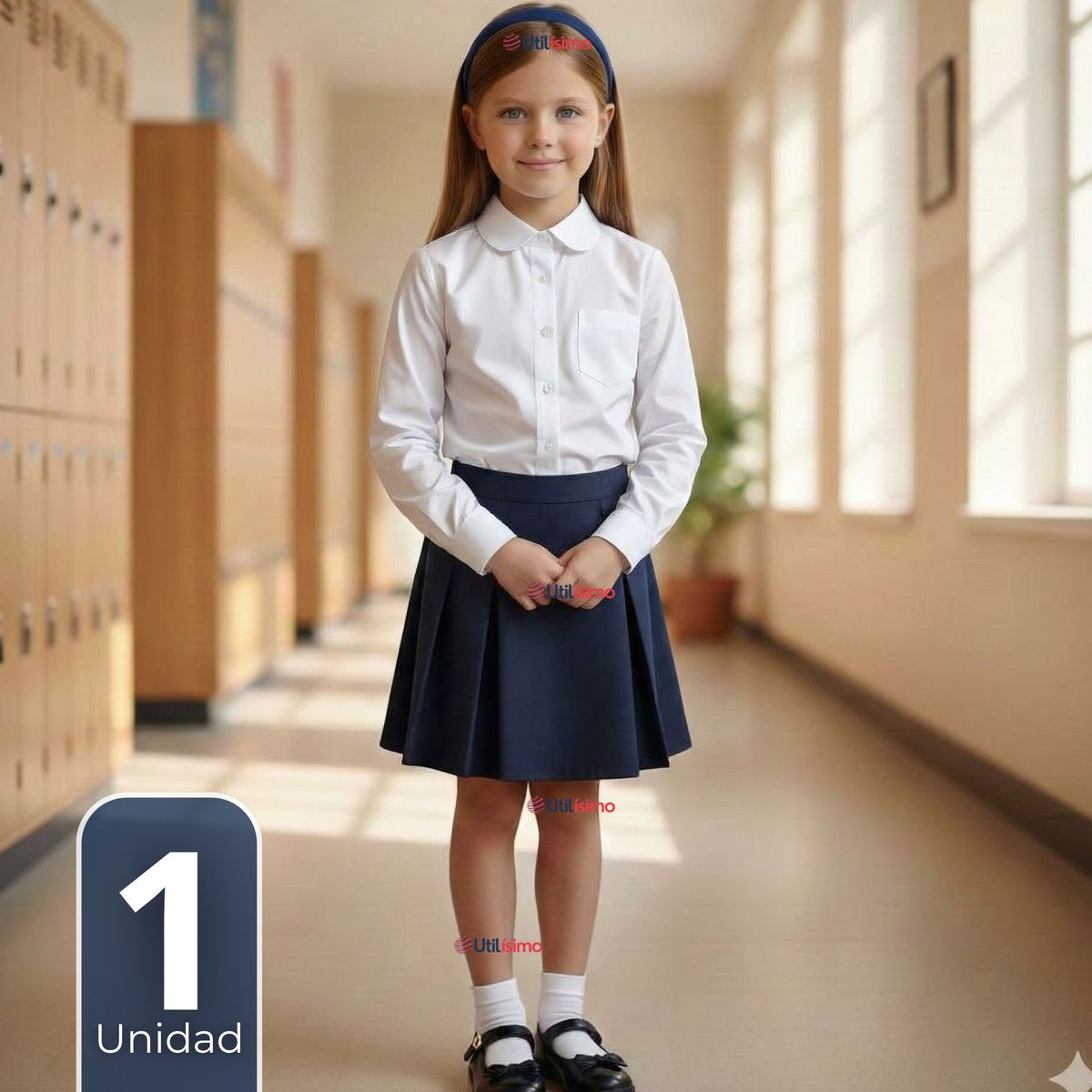 UTILISIMO - Blusa Escolar Camisa Blanca Manga Larga Colegio Para Niñas y Juvenil