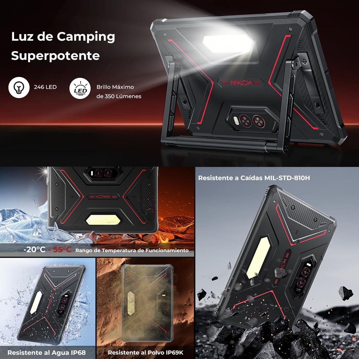 OUKITEL - Hotwav R9 PLUS Tableta 24GB+512GB 11 pulgadas 20080mAh 64MP-Rojo