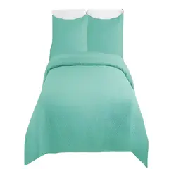 GENERICO - CUBRECAMA DE VERANO QUILT CON COLORES LISOS 2 PLAZAS TURQUESA