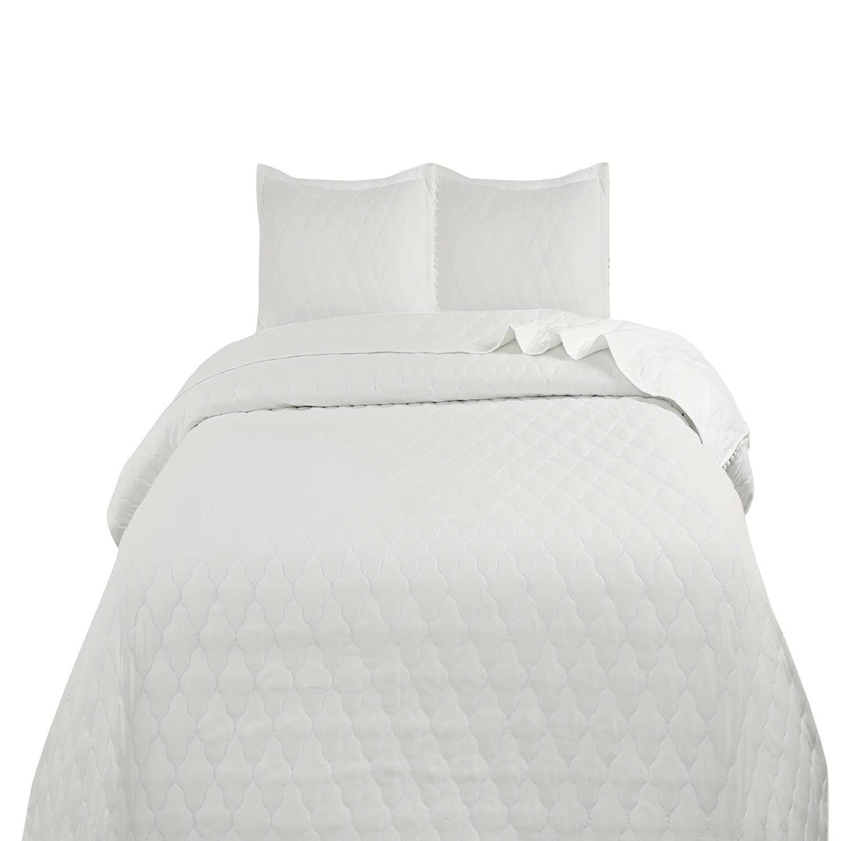 GENERICO - CUBRECAMA DE VERANO QUILT CON POMPONES KING BLANCO