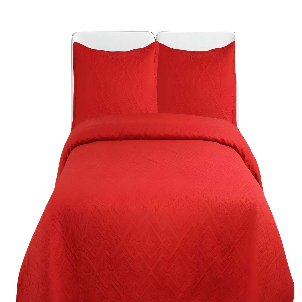 GENERICO - CUBRECAMA DE VERANO QUILT CON COLORES LISOS KING ROJO