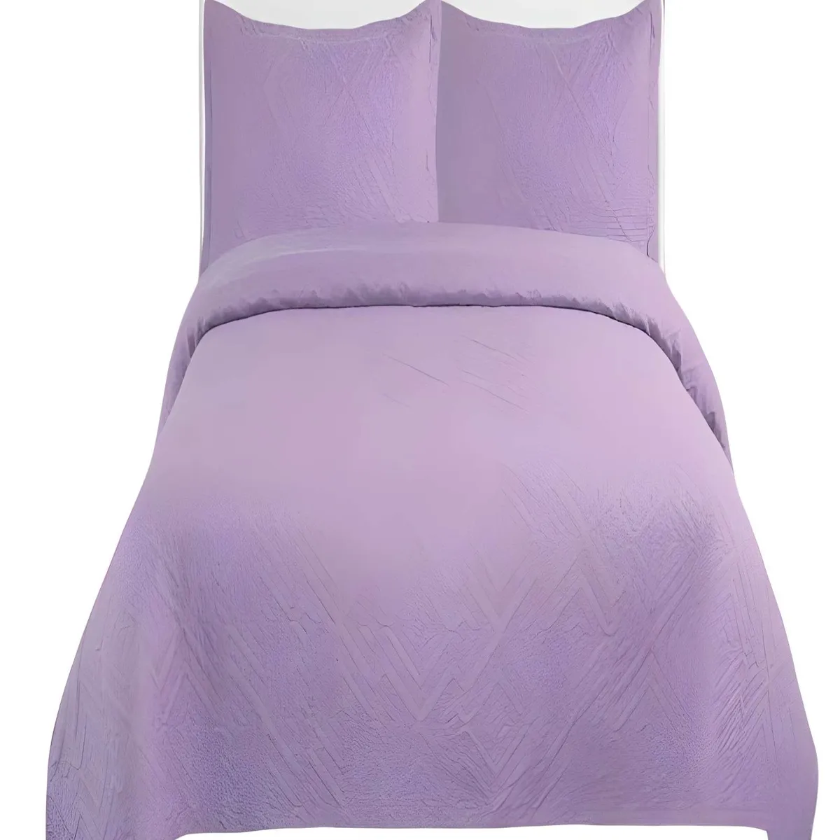 GENERICO - CUBRECAMA DE VERANO QUILT CON COLORES LISOS KING LILA