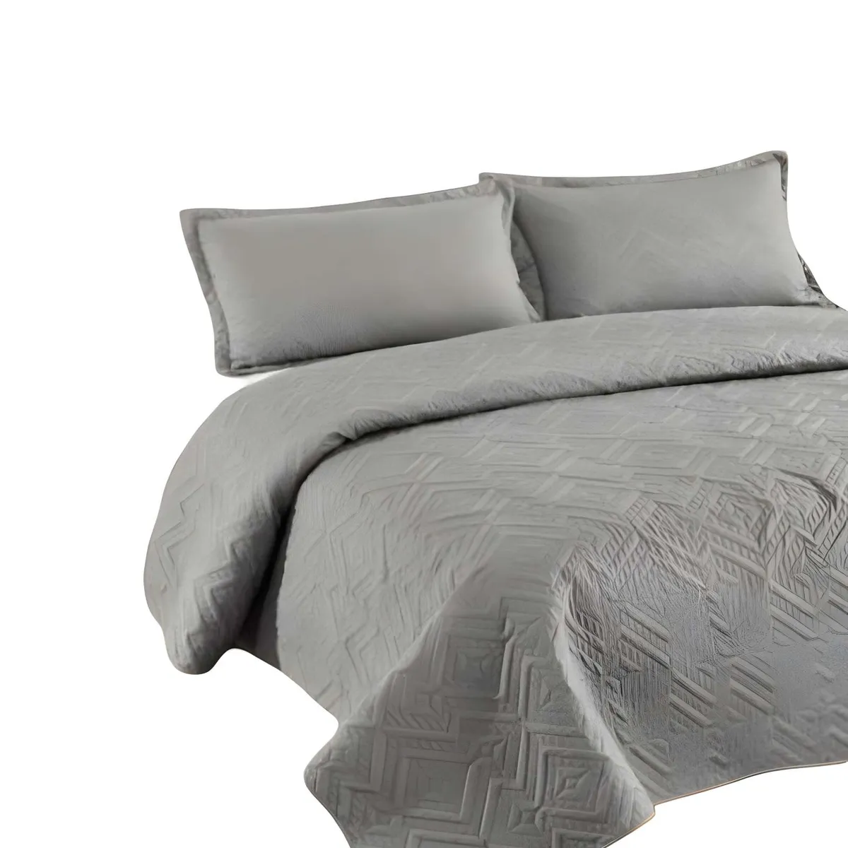 GENERICO - CUBRECAMA DE VERANO QUILT CON COLORES LISOS KING GRIS