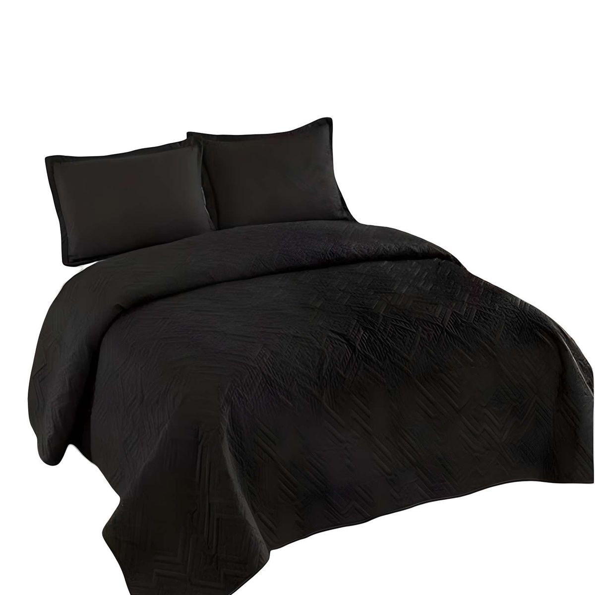 GENERICO - CUBRECAMA DE VERANO QUILT CON COLORES LISOS KING NEGRO