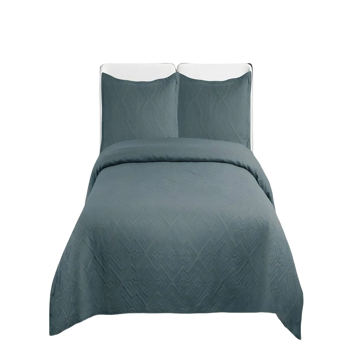 GENERICO - CUBRECAMA DE VERANO QUILT CON COLORES LISOS KING GRIS OSCURO