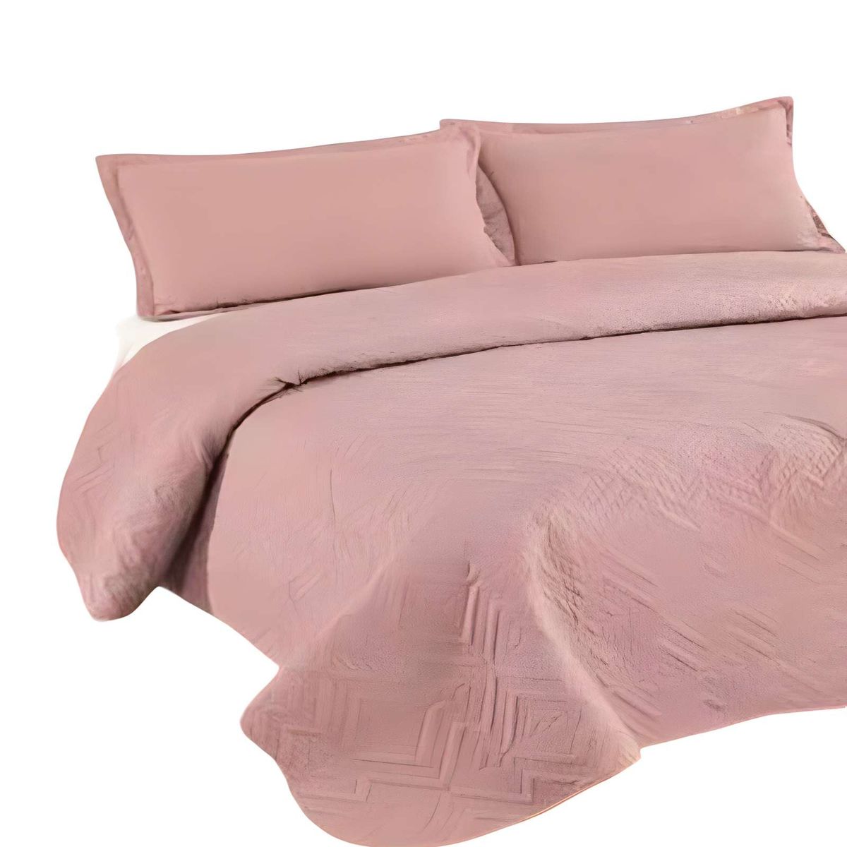 GENERICO - CUBRECAMA DE VERANO QUILT CON COLORES LISOS SUPER-KING ROSA