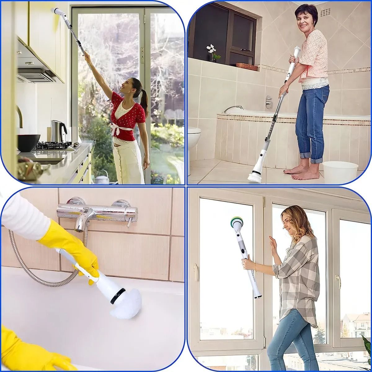 GENERICO - Mano Cepillo Limpieza Inalámbrico Eléctrico 9 En 1 Para Baño Blanco