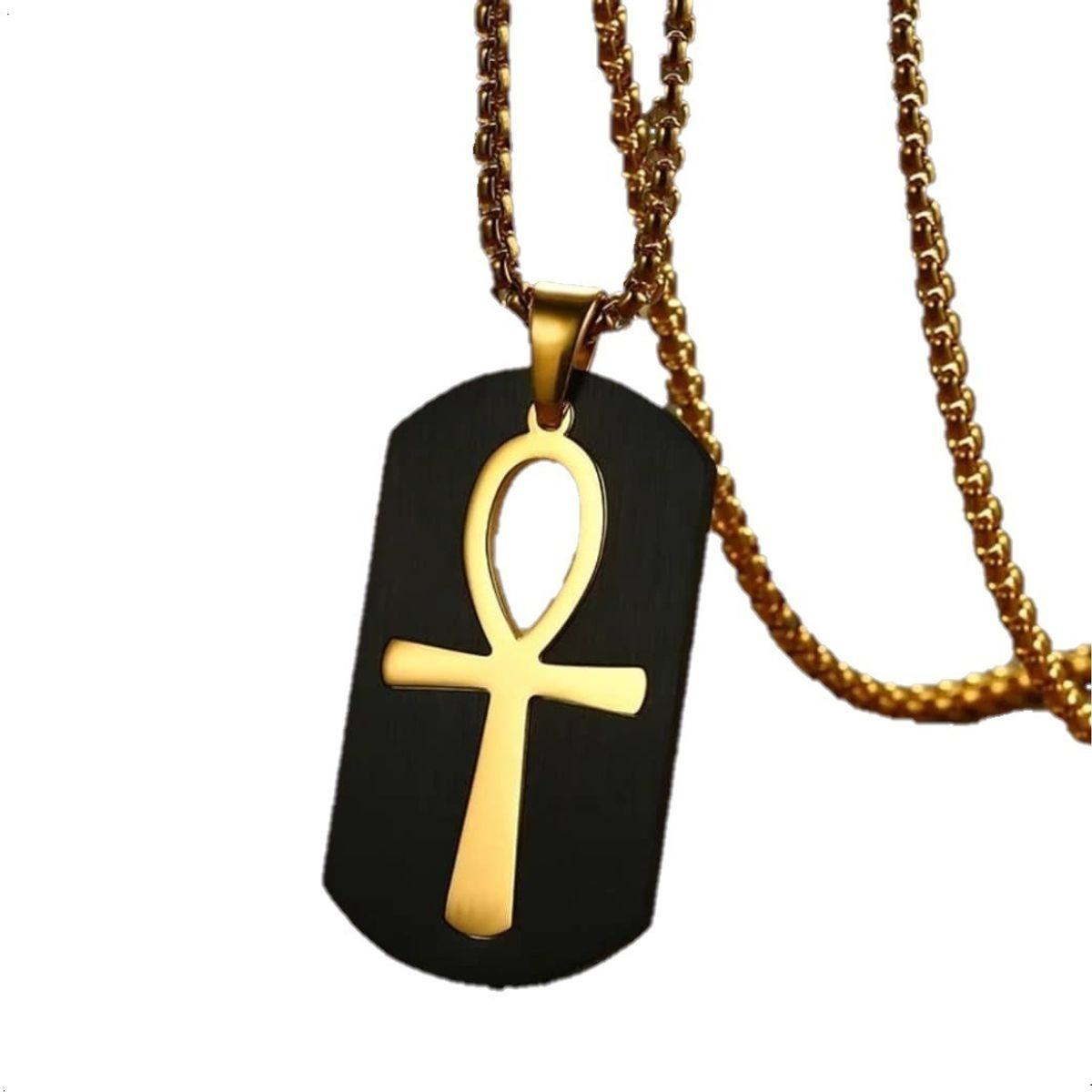 GENERICO - Collar Cruz Egipcia Black Space Hombre Mujer Moda 2019