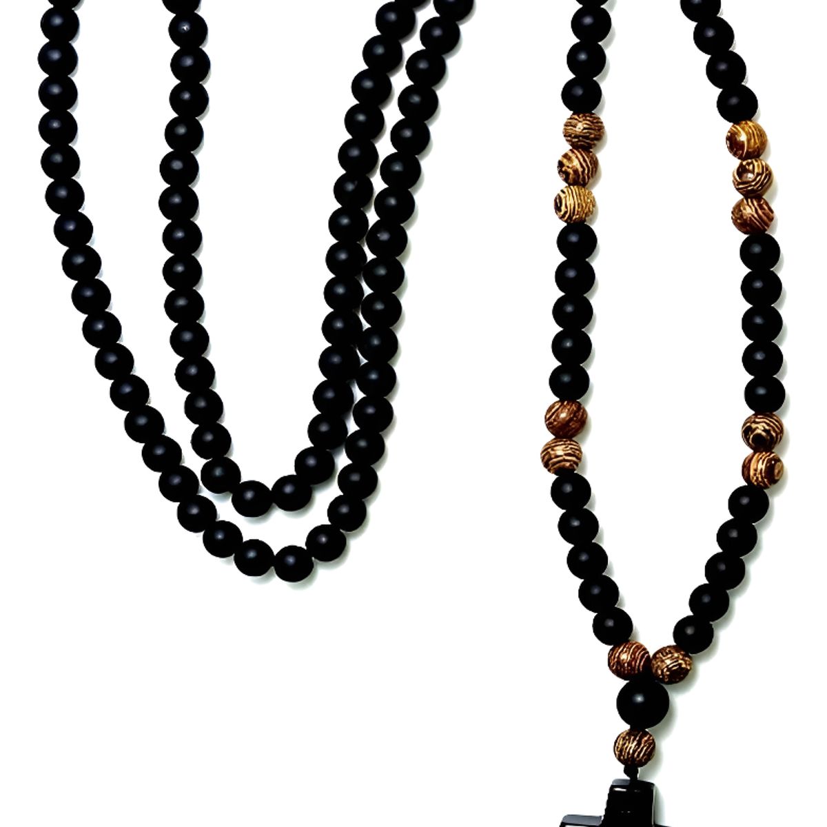 GENERICO - Collar De Piedra Onix Y Madera Hombre Moda