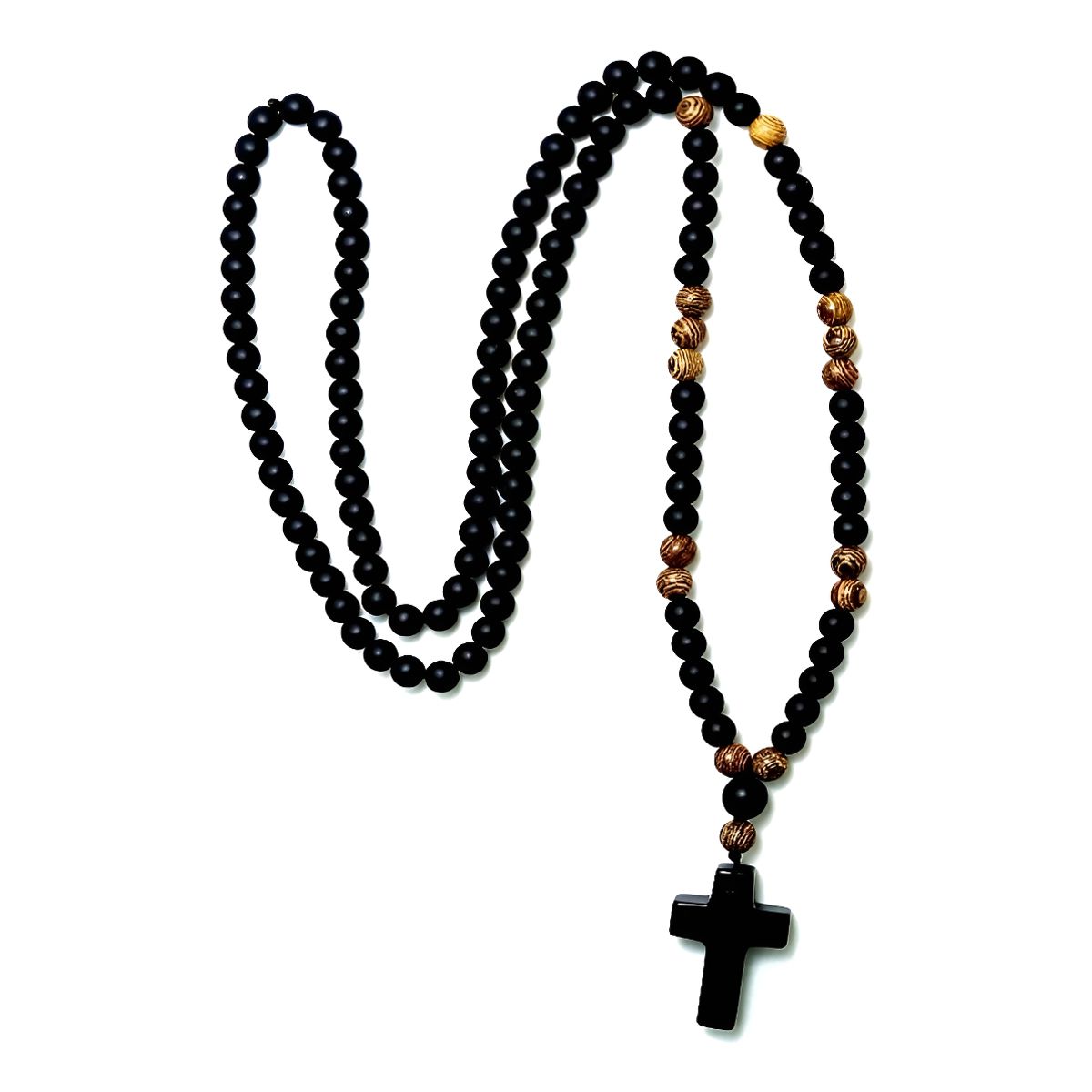 GENERICO - Collar De Piedra Onix Y Madera Hombre Moda