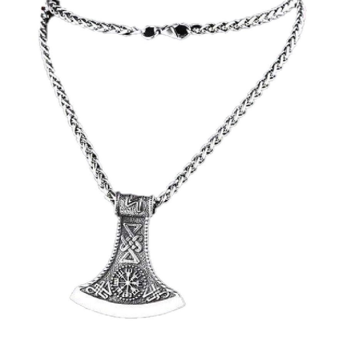 GENERICO - Collar Vikingo Vegvisir Hacha Hombres Caballero Moda Vikinga