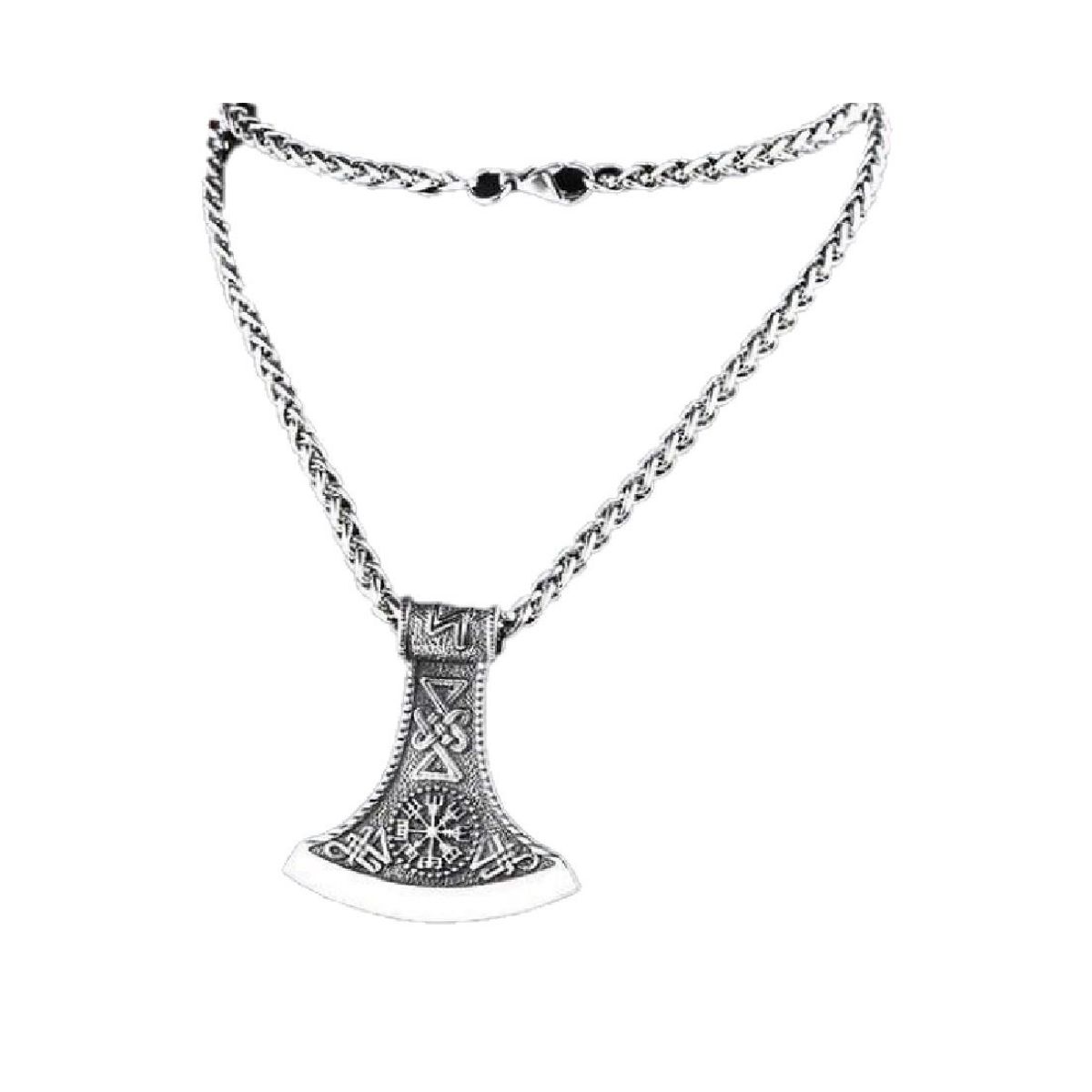 GENERICO - Collar Vikingo Vegvisir Hacha Hombres Caballero Moda Vikinga
