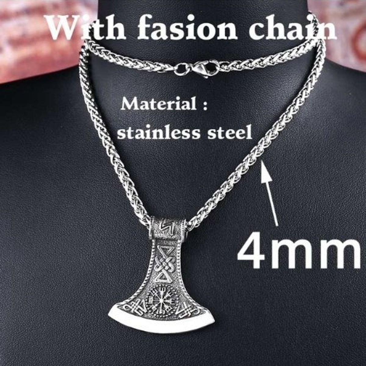 GENERICO - Collar Vikingo Vegvisir Hacha Hombres Caballero Moda Vikinga