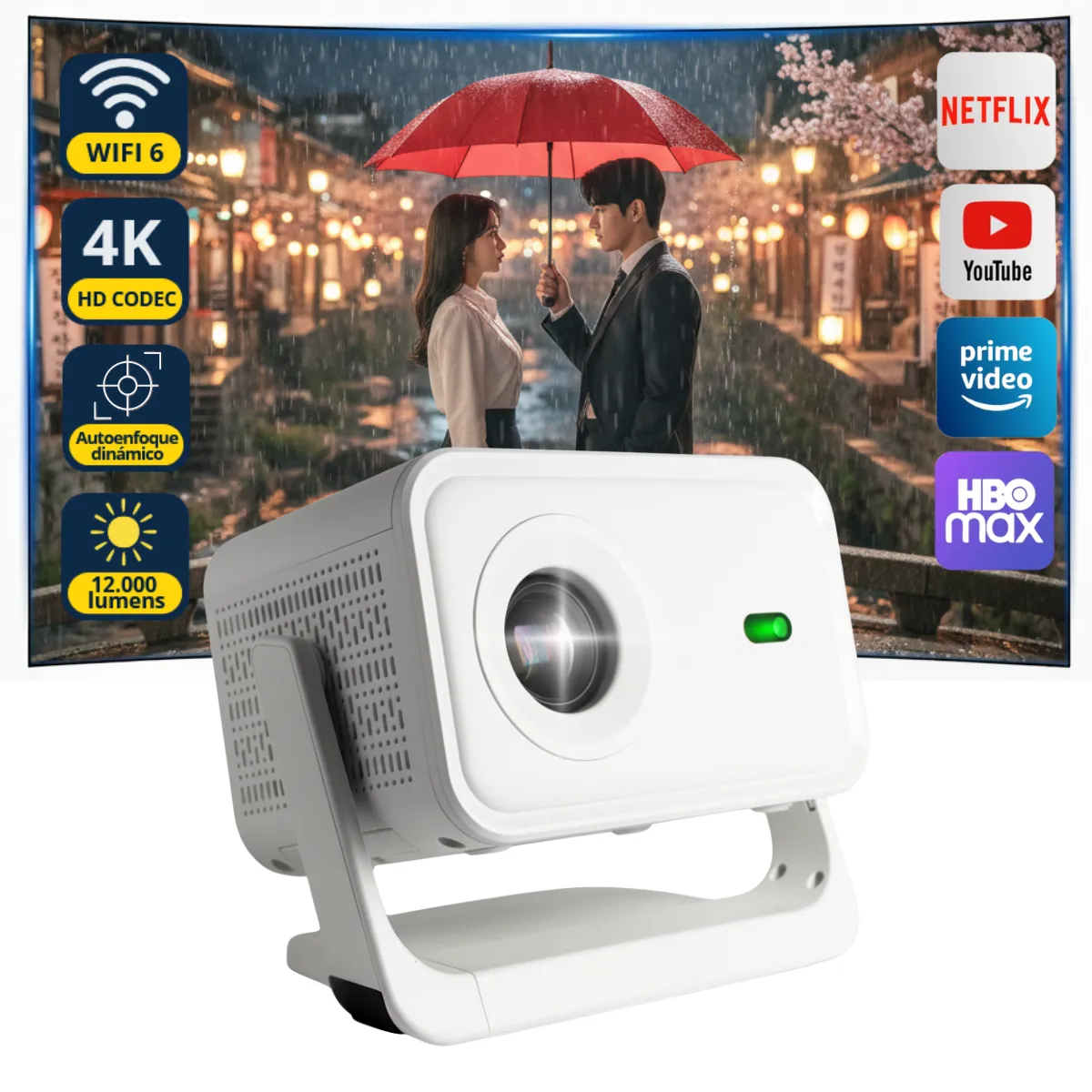 GENERICO - Proyector Portatil Wifi Full HD 7000 lumenes LED Android 13