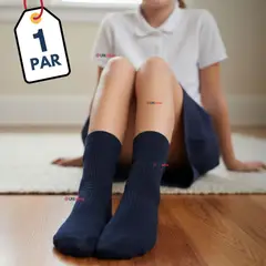 UTILISIMO - Calcetín Escolar Corto Bambú Azul Niño y Nina