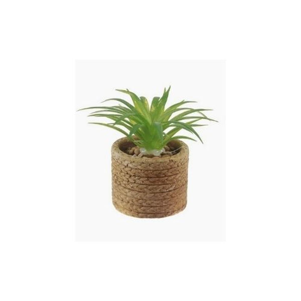 Flor artificial verde en macetero artesanal con piedras decorativas 6 x 6,5 cm, marca GENERICO - Foto Principal