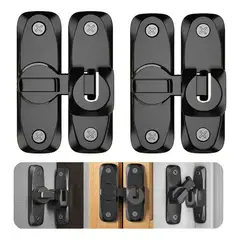 KUANGYE - 2 Pack Cerraduras Para Puertas De Granero De 90 Y 180 Grados Negro