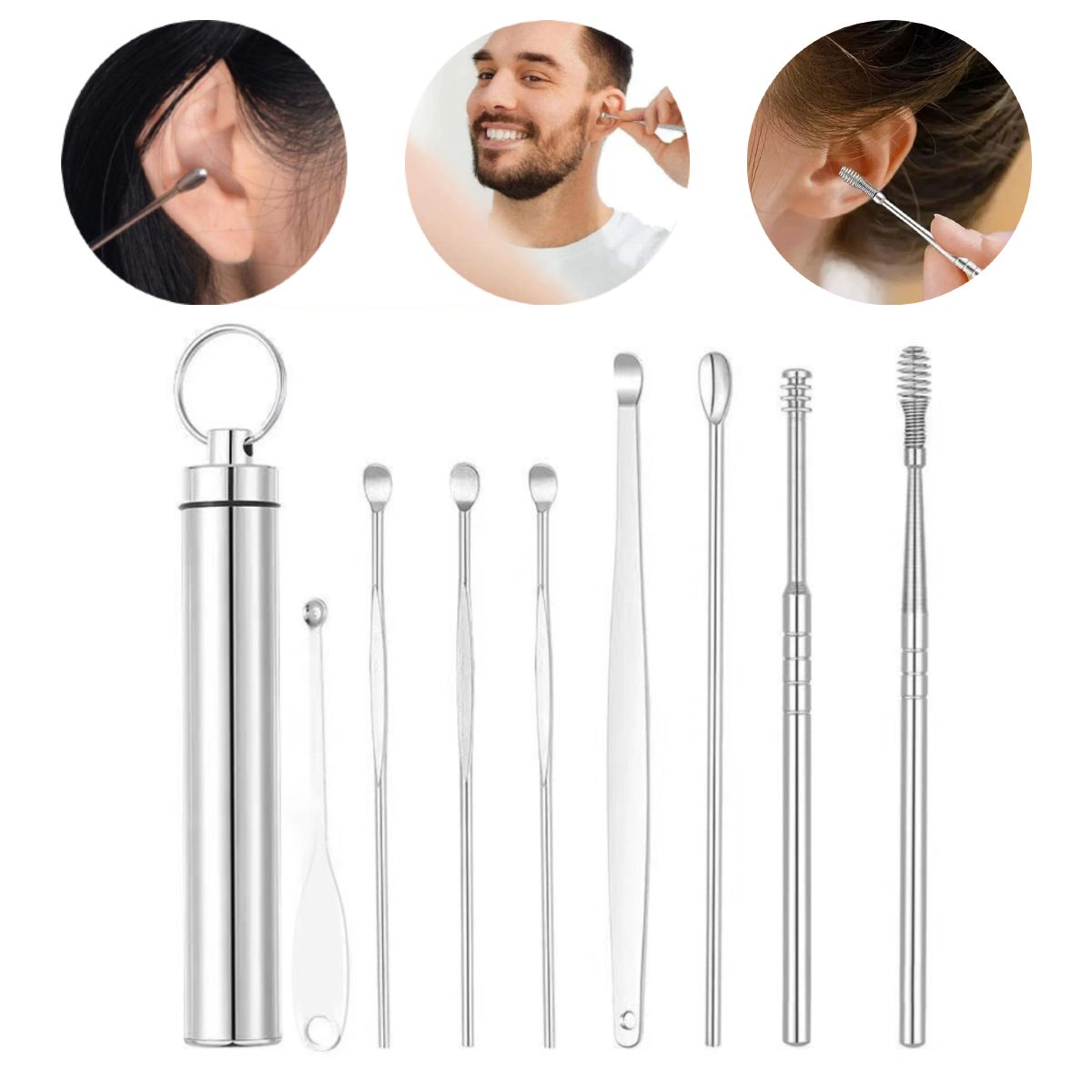 KINDA NICE - 8 Pcs De Removedor Cerumen Limpia Oídos Kit Limpieza Orejas