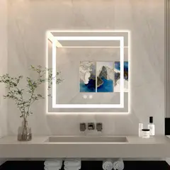 BLUEDREAMER - Espejo Con Luz Led Touch De Lujo Para Tocador O Baño 60x60cm