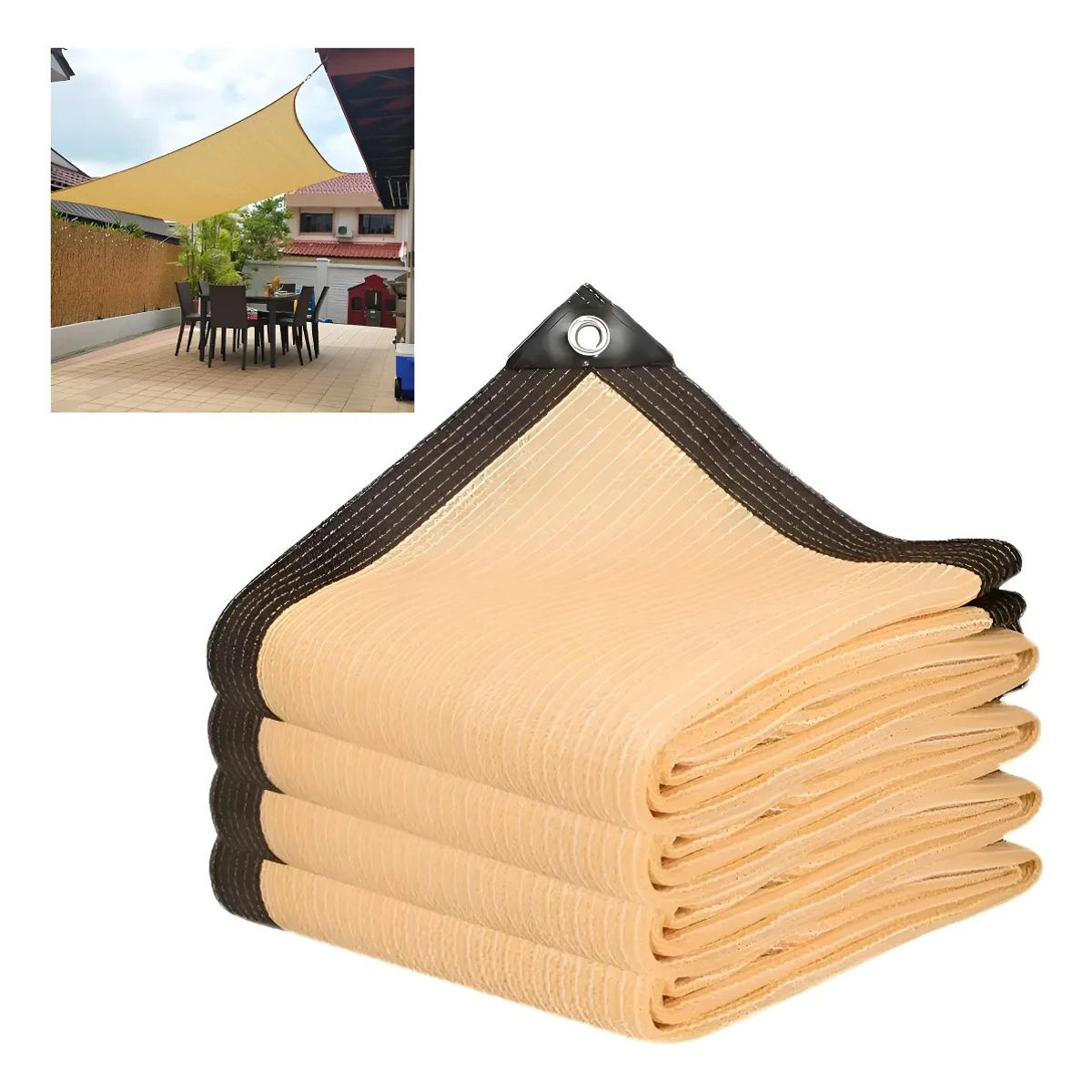 GENERICO - Lona Toldo Vela Sombra Malla Anti Uv Cuadrado 3x5m
