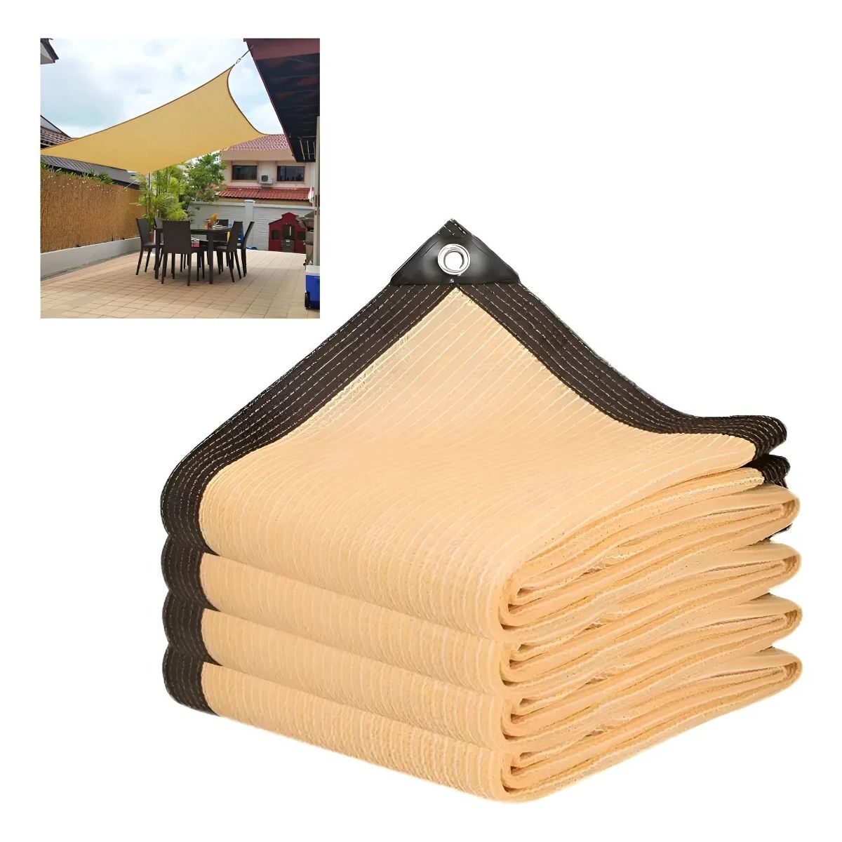 GENERICO - Lona Toldo Vela Sombra Malla Anti Uv Cuadrado 3x5m