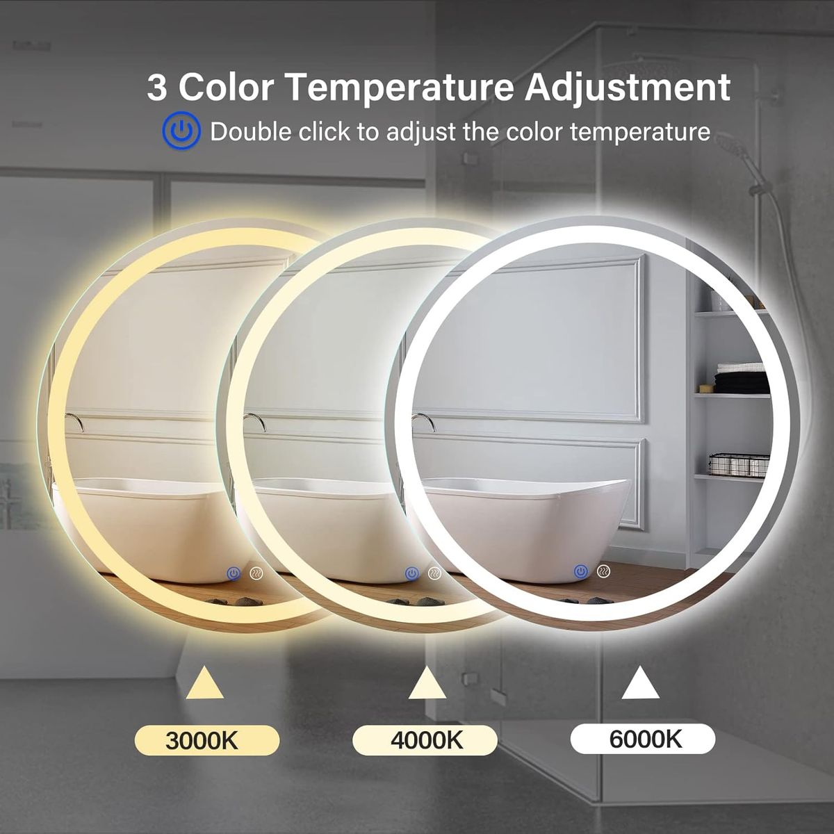 BLUEDREAMER - Espejo Con Luz Led Touch De Lujo Para Tocador O Baño 60x60cm