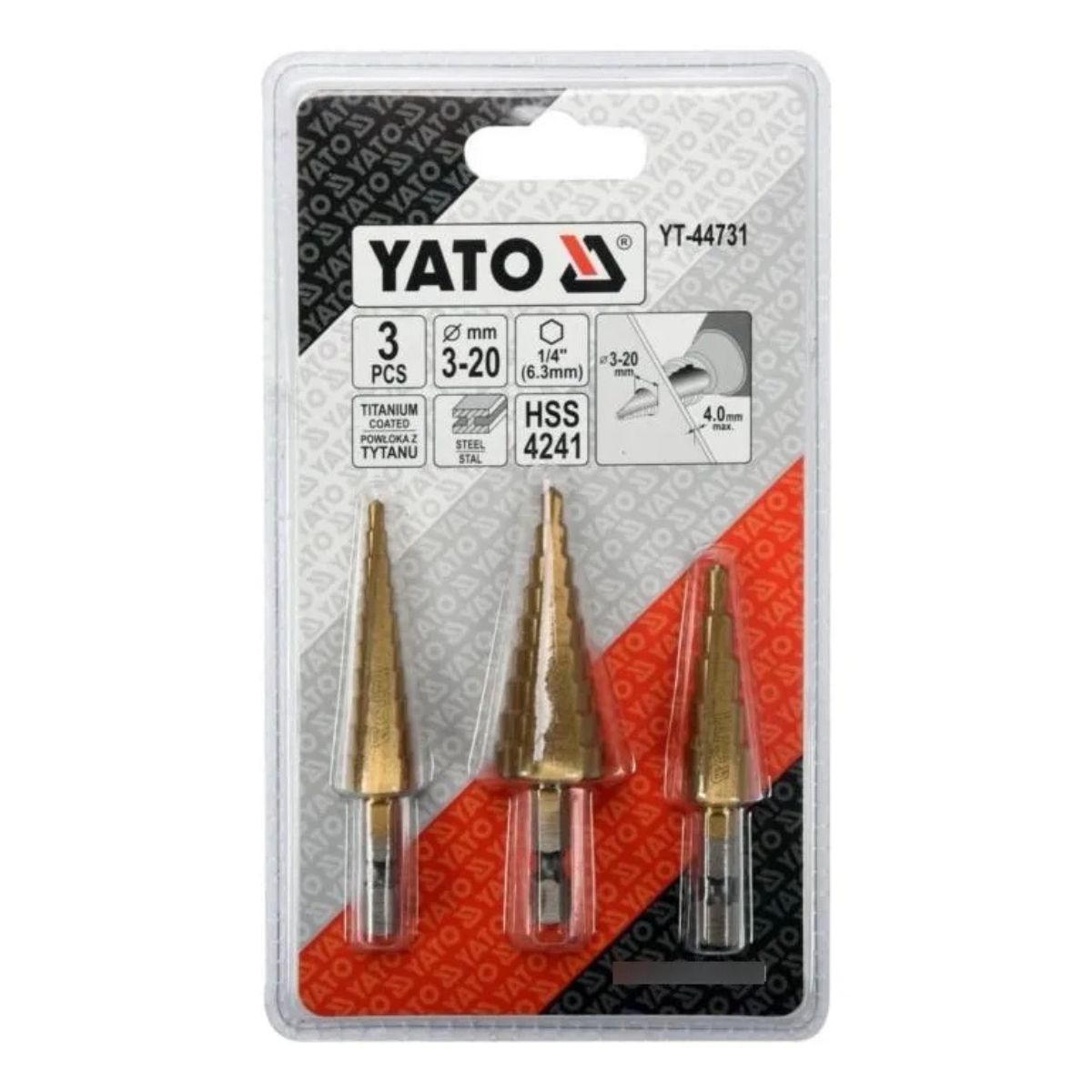 YATO - Juego De Brocas Cónicas Escalonada 3-20mm Yato YT-44731