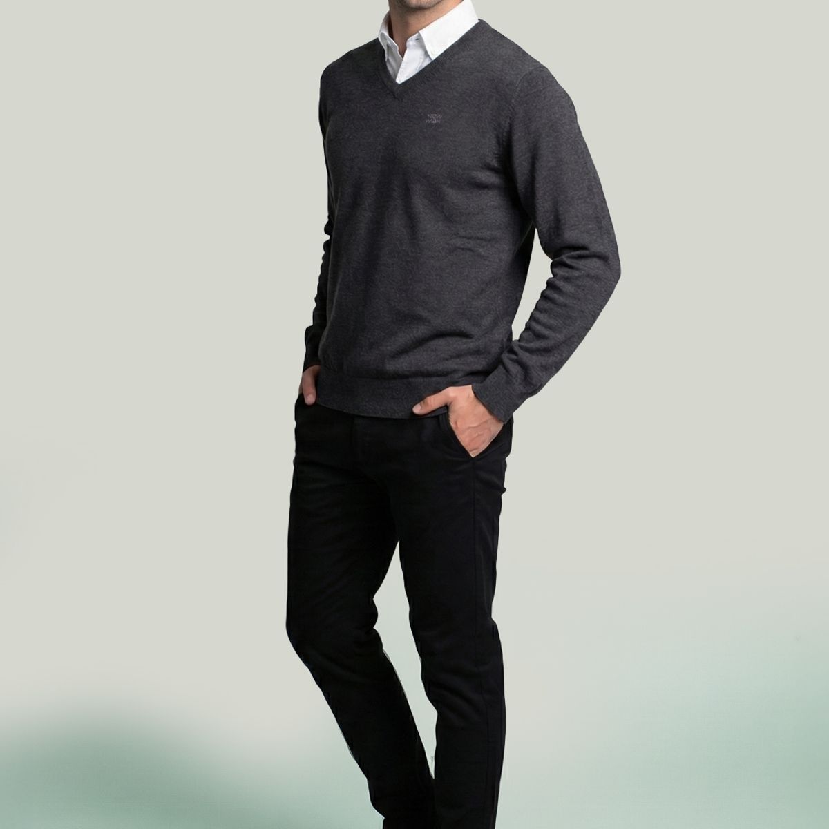 NEW MAN - Sweater Merida Graphito Melange New Man