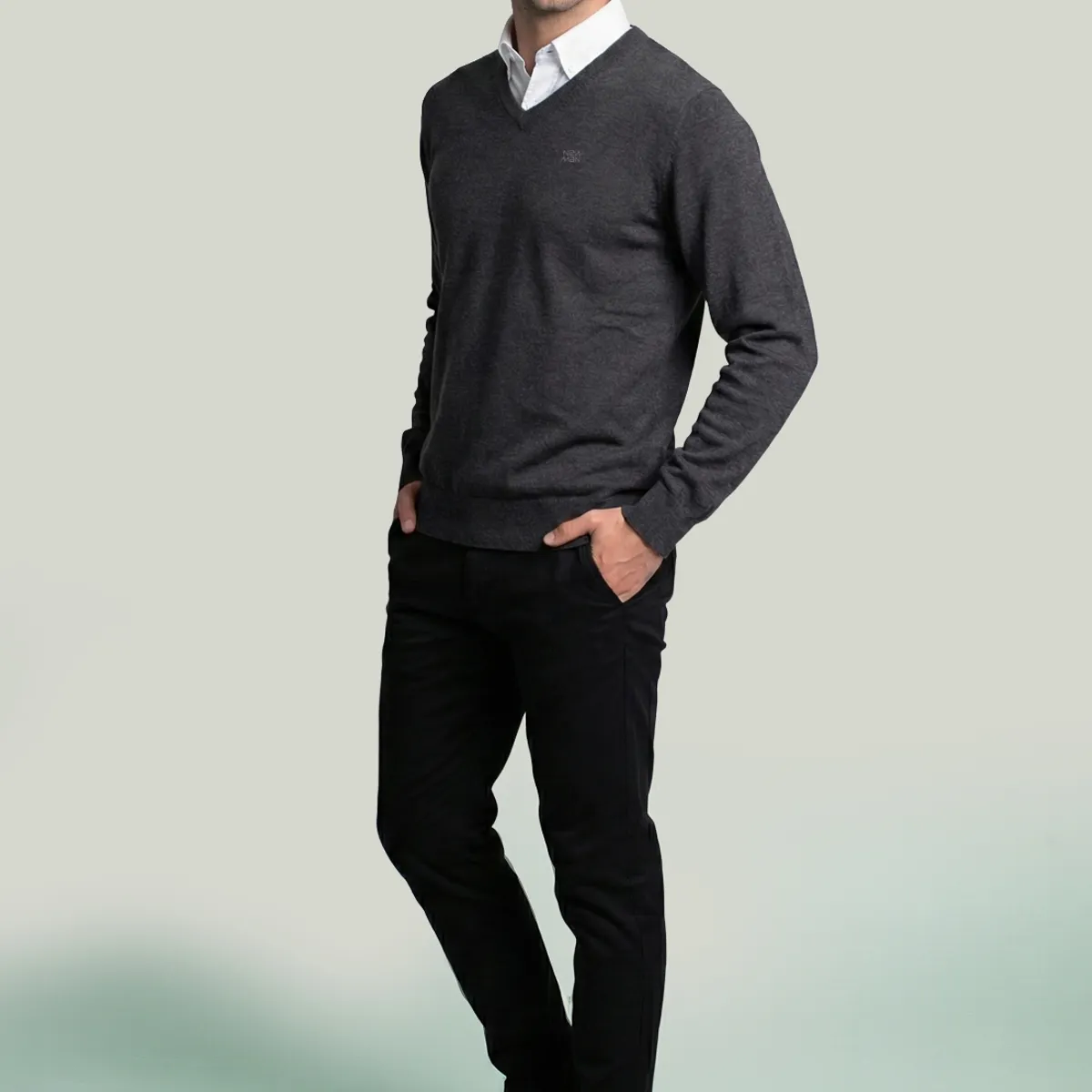NEW MAN - Sweater Merida Graphito Melange New Man