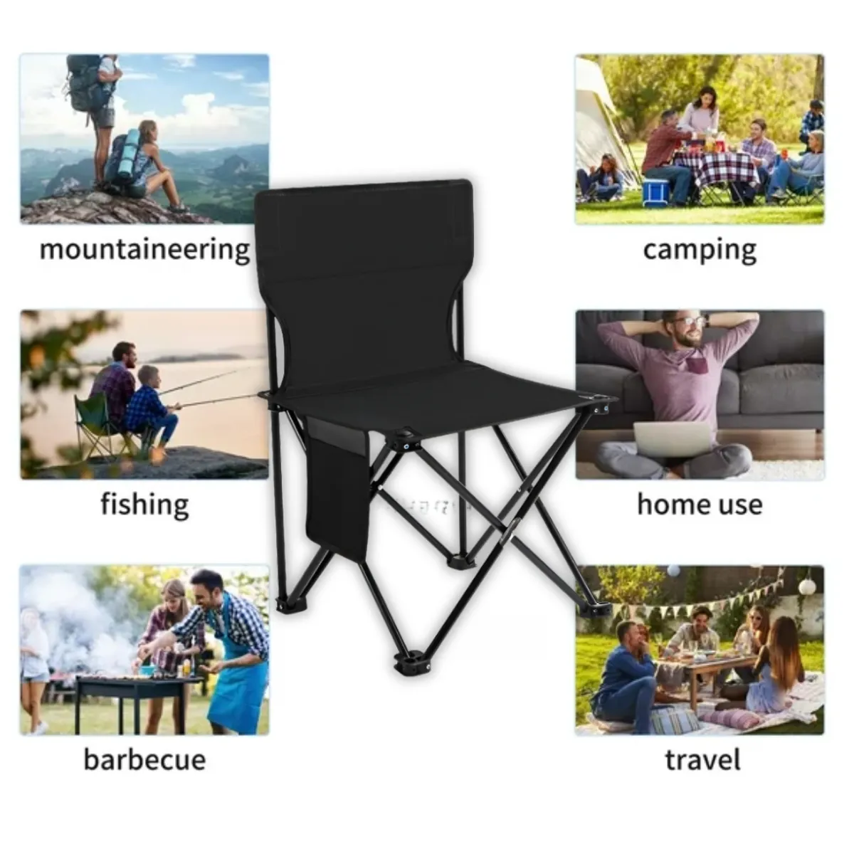 GENERICO - Silla Plegable Reforzada para Camping y Exterior con Bolso de Transporte