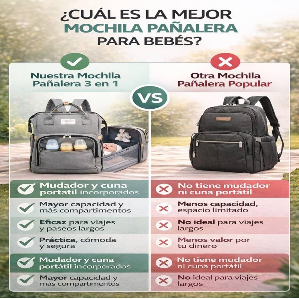 MOVI - MOCHILA PAÑALERA Y MUDADORA DE BEBE 3 en 1