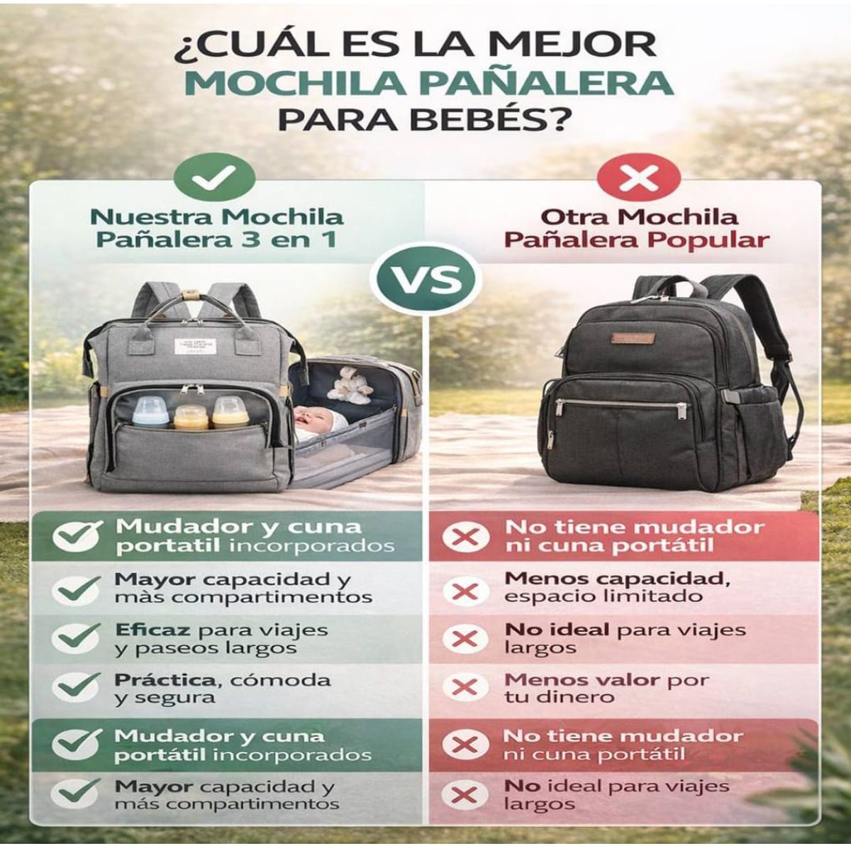 MOVI - MOCHILA PAÑALERA Y MUDADORA DE BEBE 3 en 1