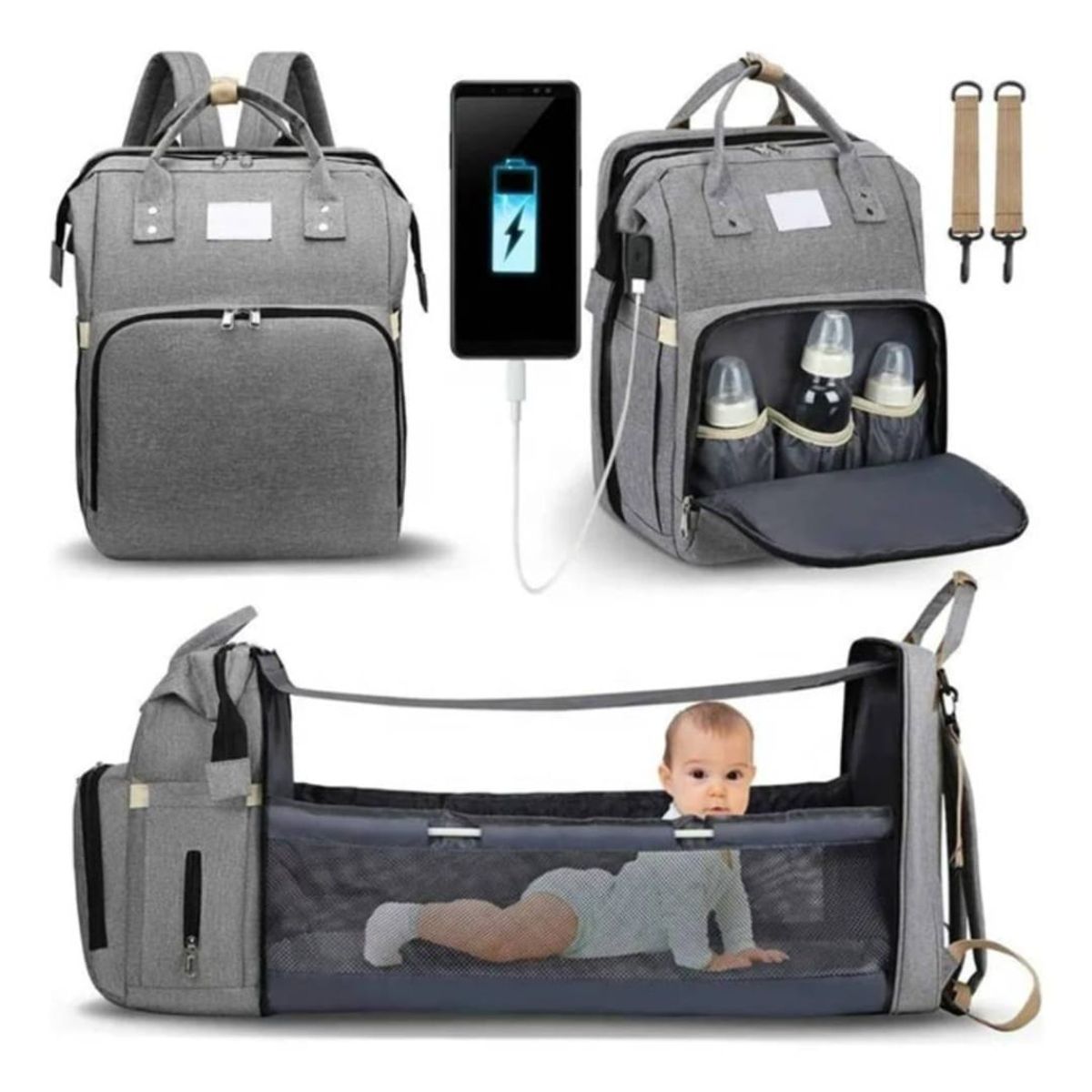 MOVI - MOCHILA PAÑALERA Y MUDADORA DE BEBE 3 en 1