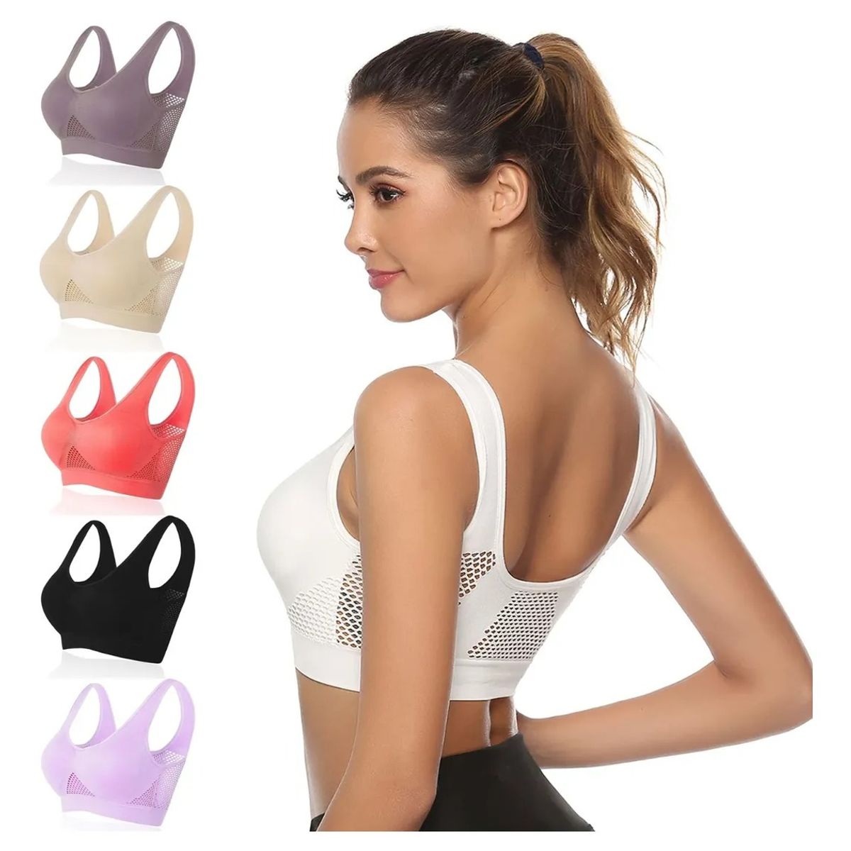 EVERSO - Pack 3 Sostén Deportivo Elasticado Mujer Peto Sujetador