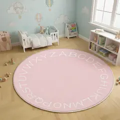SENSIBLUE - Alfombra Infantil Redonda ABC Rosa 100 cm