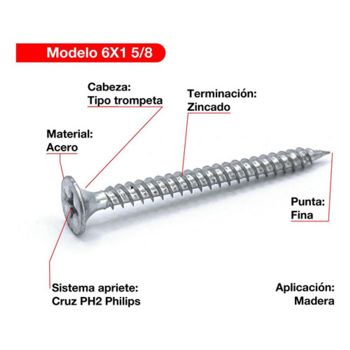 DRL LIGHTING - 5 Caja Tornillo Volcanit Wisefix Pfina Zincado 6x1 58 500u