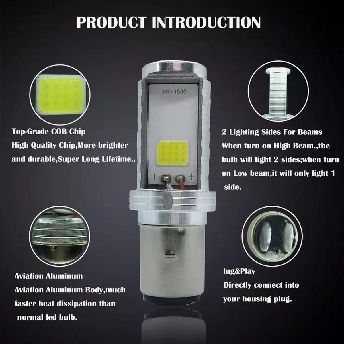 GENERICO - Ampolleta Led Para Moto Ba20d  1100lm  6000k