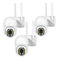 GENERICO - Pack X3 Camara Ip Wifi Exterior 1080p Inalambrica Hd Blancoo