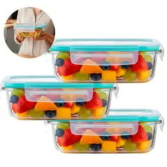 GENERICO - Set 3 Taper Contenedores Herméticos Vidrio Alimento 640 Ml