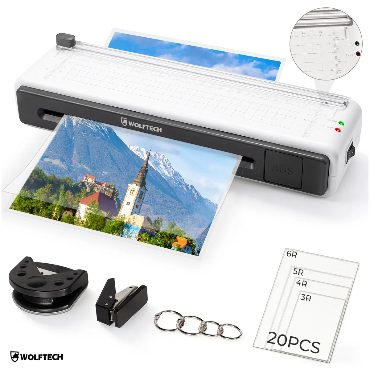 WOLFTECH - Termolaminadora Plastificadora A4 Con 20 Láminas Wolftech