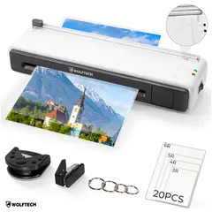 WOLFTECH - Termolaminadora Plastificadora A4 Con 20 Láminas
