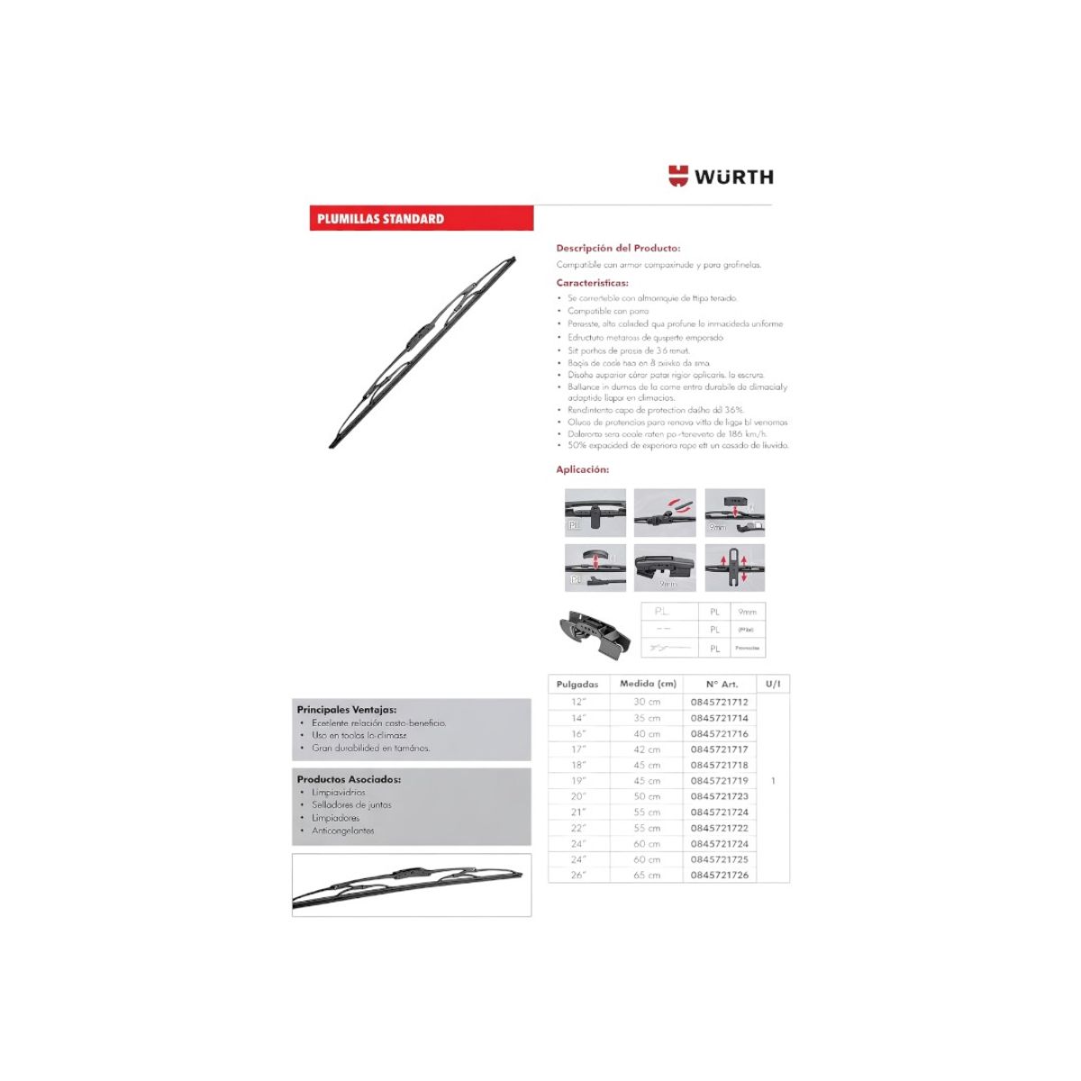 WURTH - Plumilla Automovil 26 Pulgadas Standard