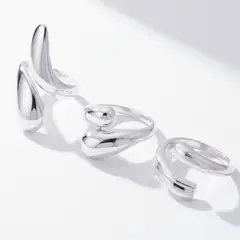 GENERICO - Trio de anillos para mujer plateados