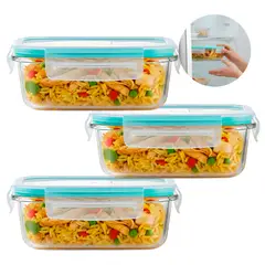 GENERICO - Set 3 Taper Contenedores Herméticos Vidrio Alimento 1040 Ml