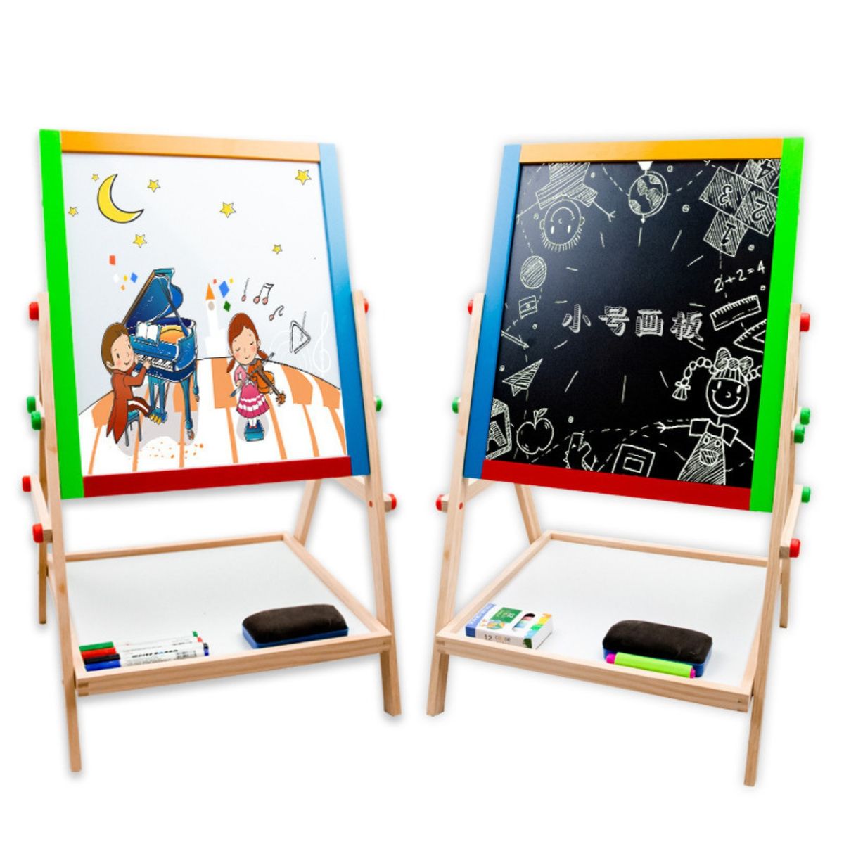 GENERICO - Pizarra Atril Para Niños 2 En 1 Doble Madera + Tiza Y Plumón