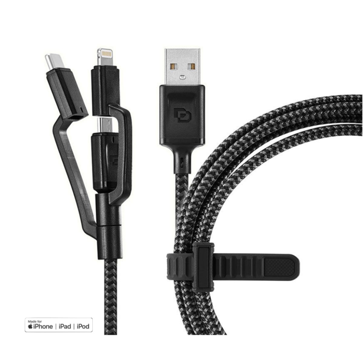 DUSTED - Cable USB-A a Micro-USB / USB-C / Lightning de 1,2 m