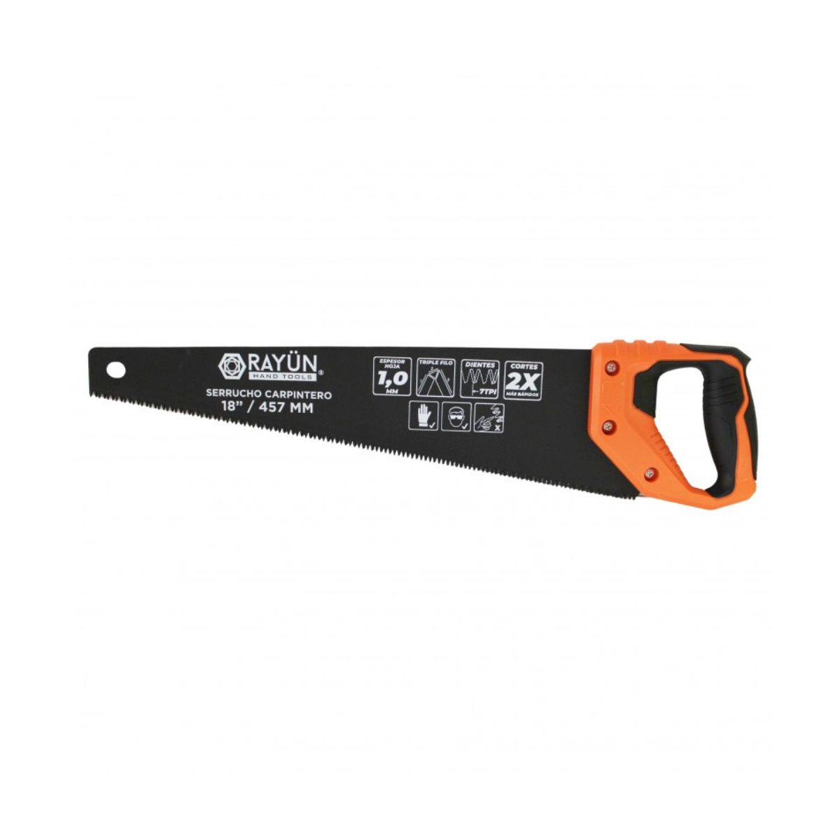 RAYUN - Serrucho Carpintero Acero Teflon 18 Pulgadas Rayun
