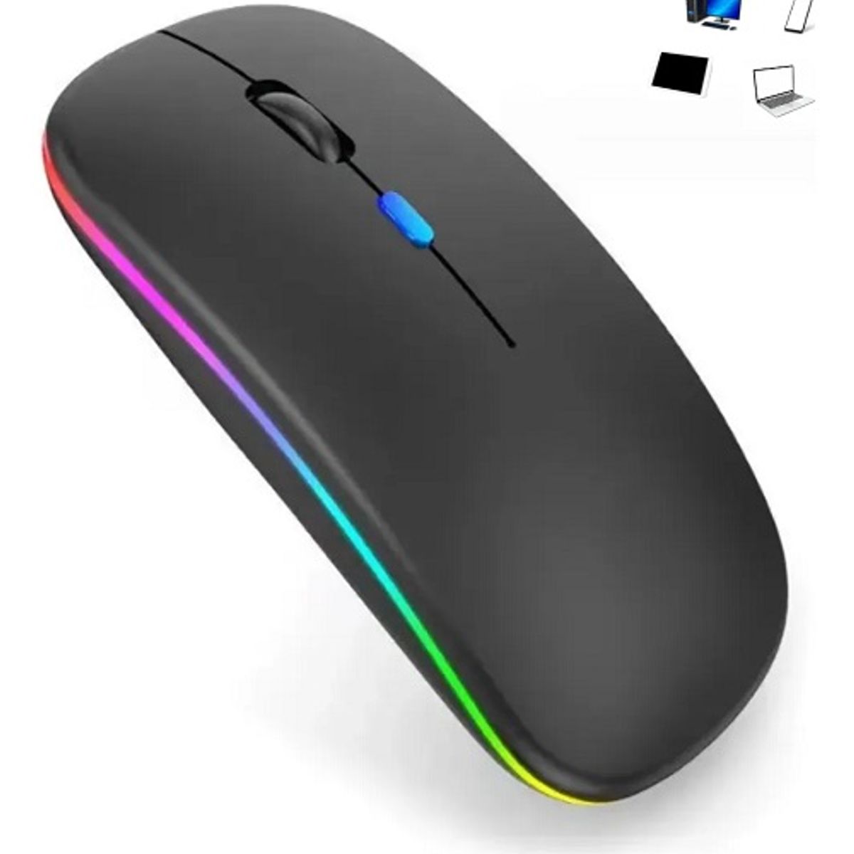 GENERICO - Mouse Inalámbrico Recargable Audeos Dual Bluetooth USB RGB 1600dpi Negro