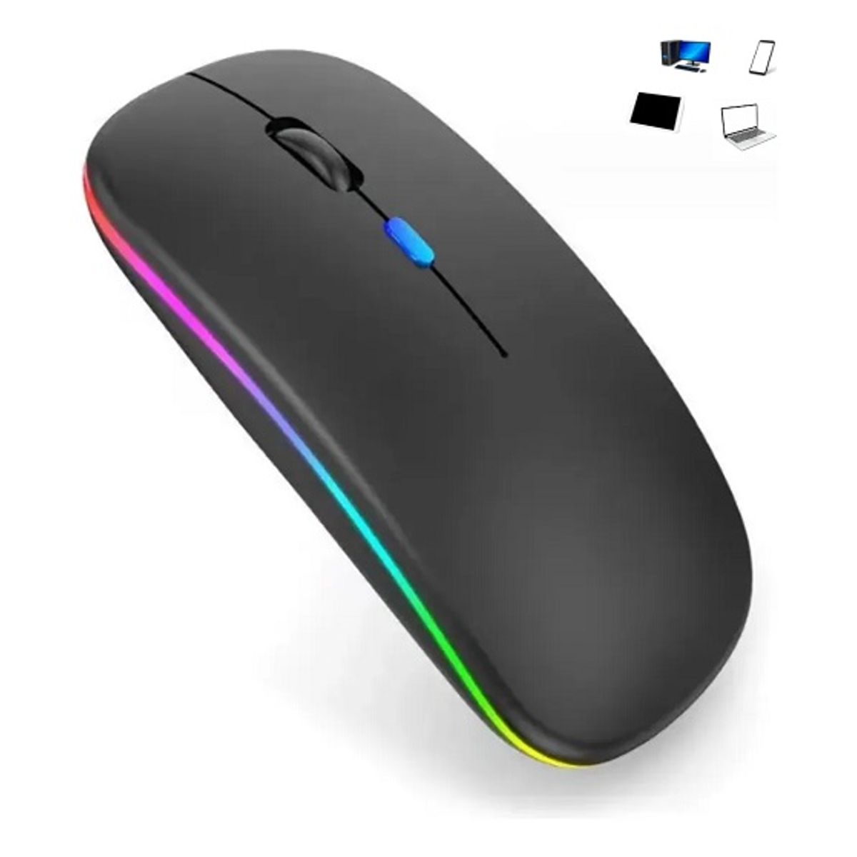 GENERICO - Mouse Inalámbrico Recargable Audeos Dual Bluetooth USB RGB 1600dpi Negro