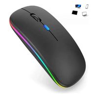 Mouse Inalámbrico Recargable Audeos Dual Bluetooth USB RGB 1600dpi Negro